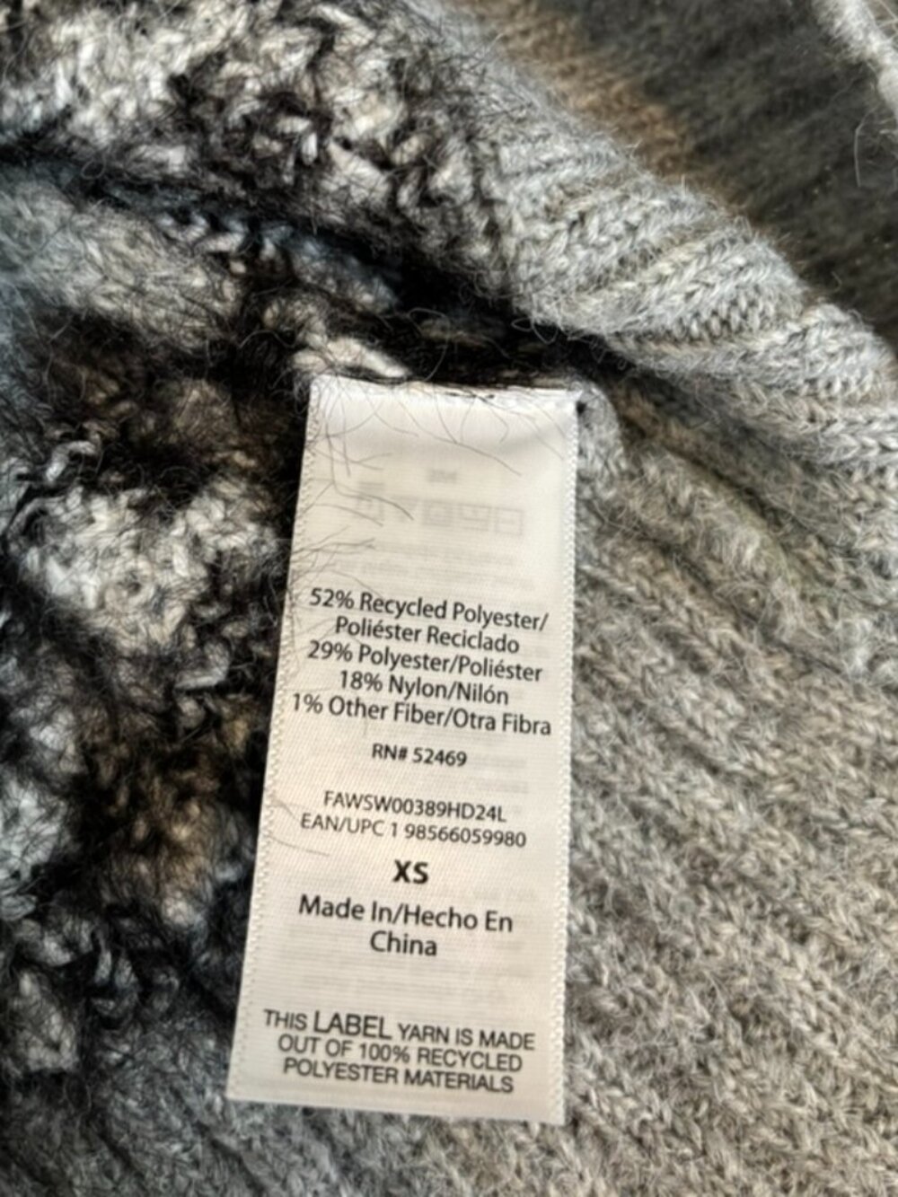 Free Assembly Gray Fair Isle Nordic Button Front Cardigan Sweater Size XS - Picture 4 of 6